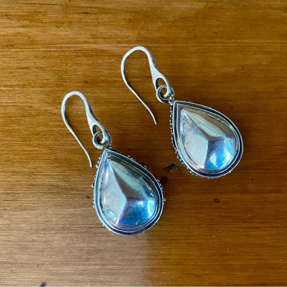 Lois Hill Sterling Silver Drop Earrings with Droplets Accent